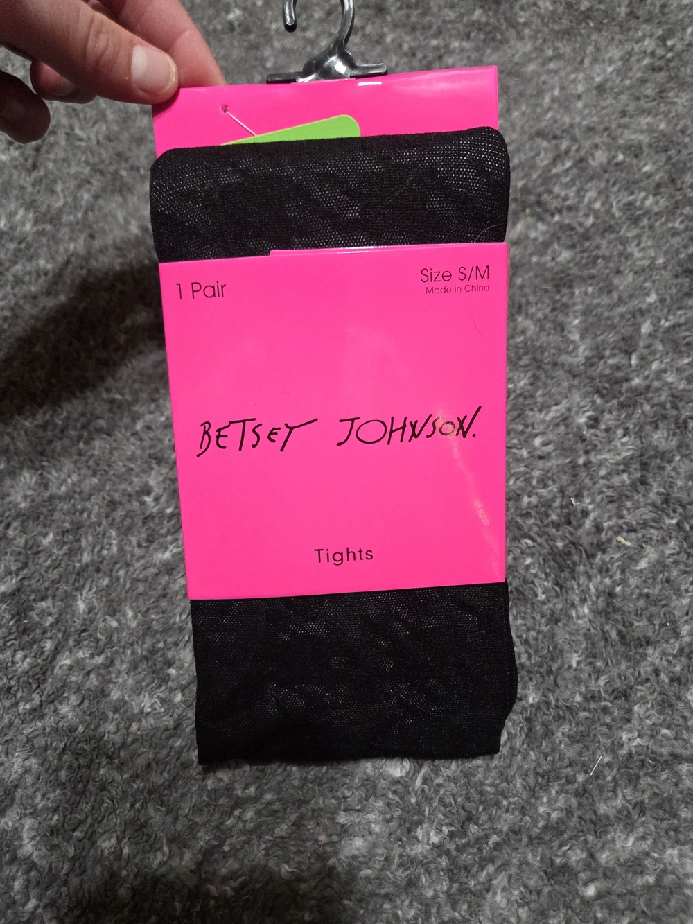 Betsey Johnson Black Sheer Patterned Tights - S/M